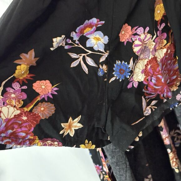 Forever 21 Plus Maxi Romper Dress Cap Sleeves V-Neck Size 1X Black Dark Floral - Picture 11 of 14